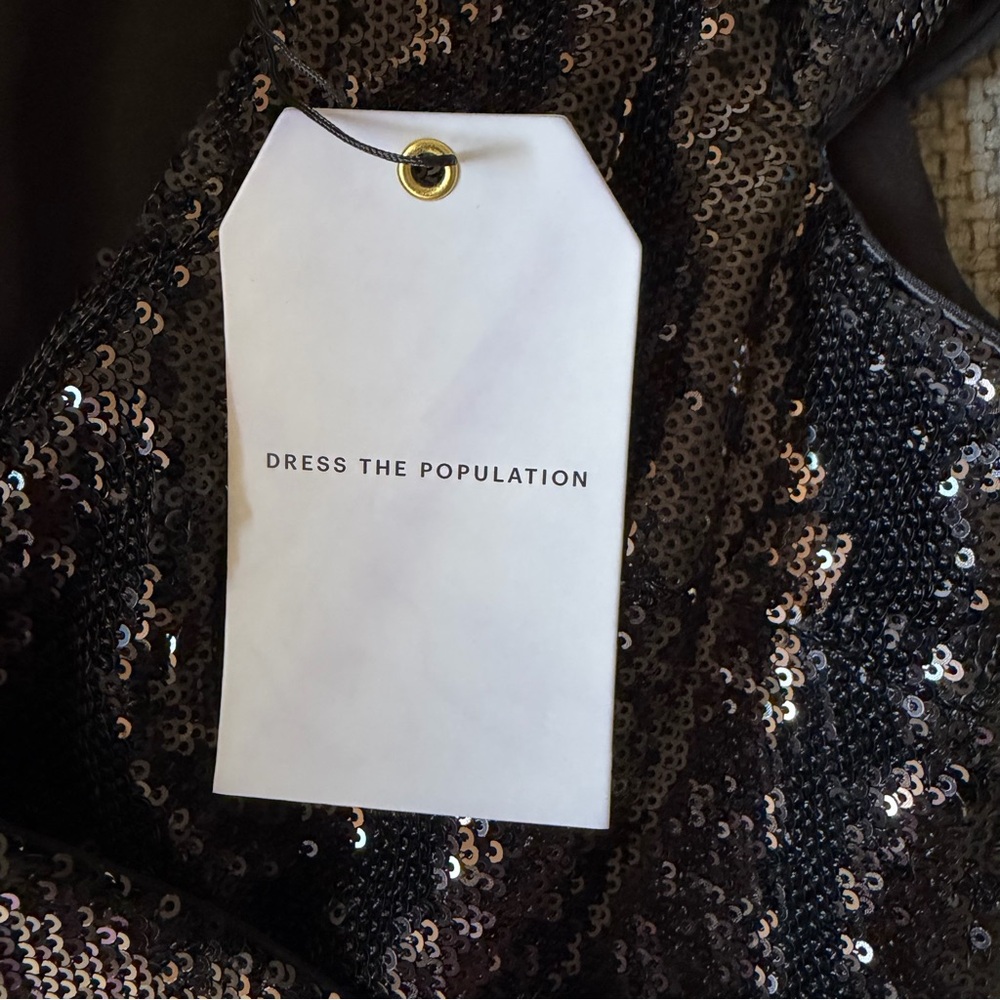 Dress the Population Jaleah Sequin V-Neck Cap Sleeve Sheath Dress S Cocktail - Picture 8 of 15